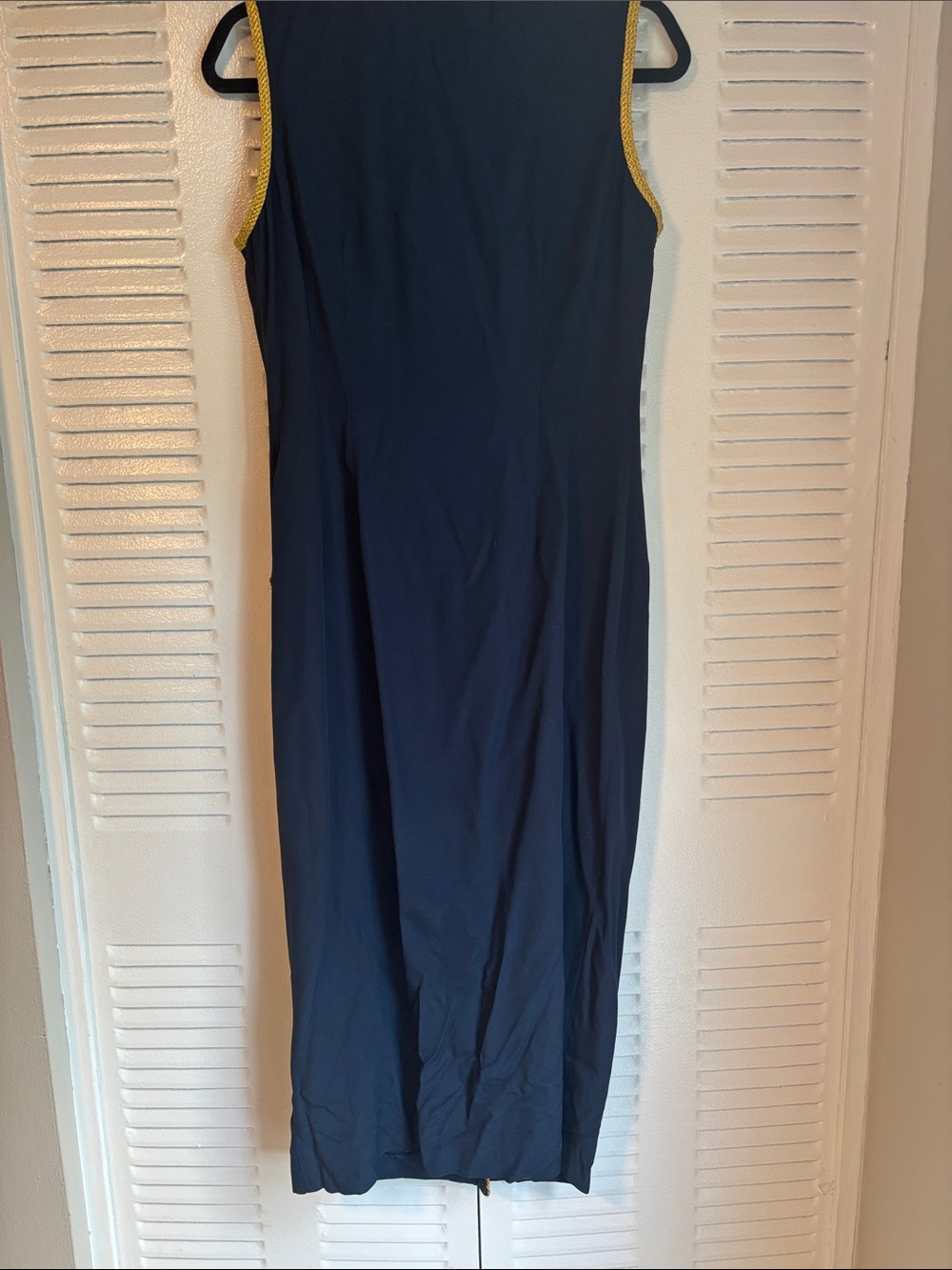Joseph Ribkoff Navy Gold Trim Midi Dress | Luxury Metallic Braid | Size 10 - Picture 11 of 16